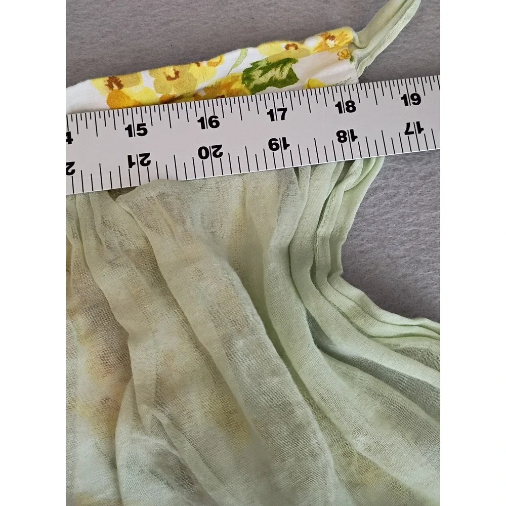 Vintage‎ Hostess Apron Half Waist Flowers Floral Yellow Sheer W/Pockets Cottage